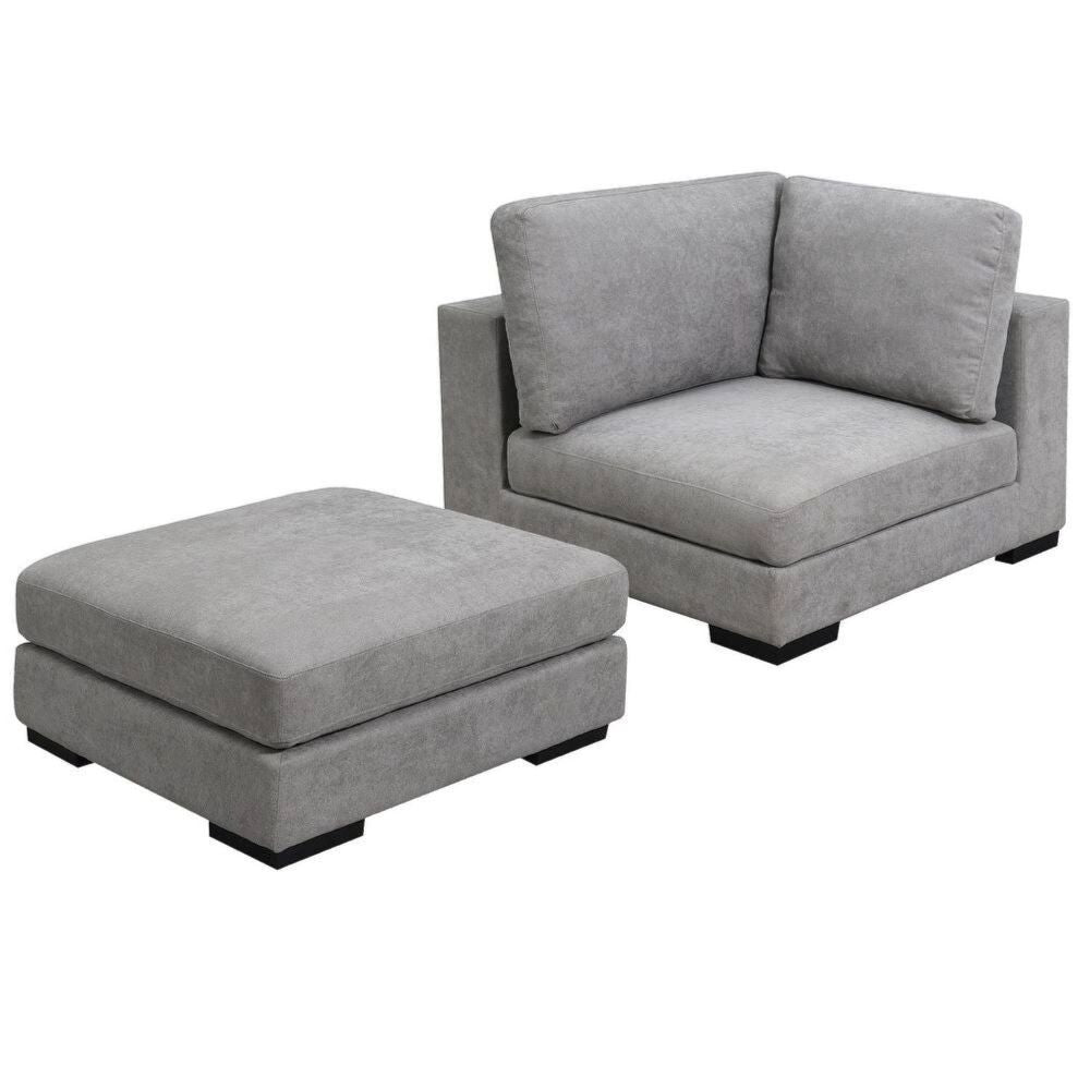 Arina Fabric Sofa With Ottoman for Living Room - Grey - Torque India